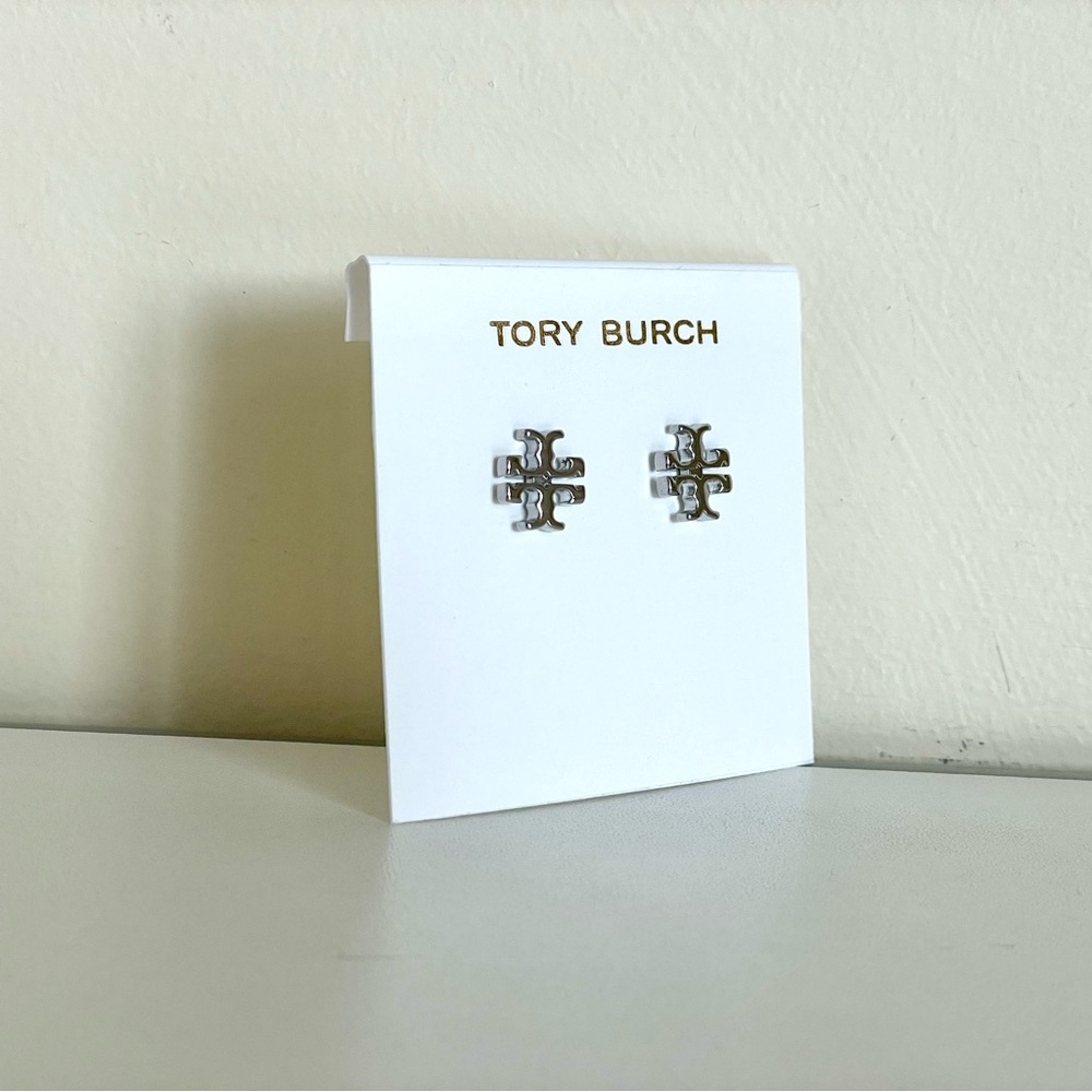 Tory Burch Small Silver Kira Stud Earrings - Picture 3 of 8
